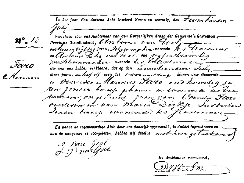 18770717 ovl akte 12 Marinus zv C Faro - MD Sudderland